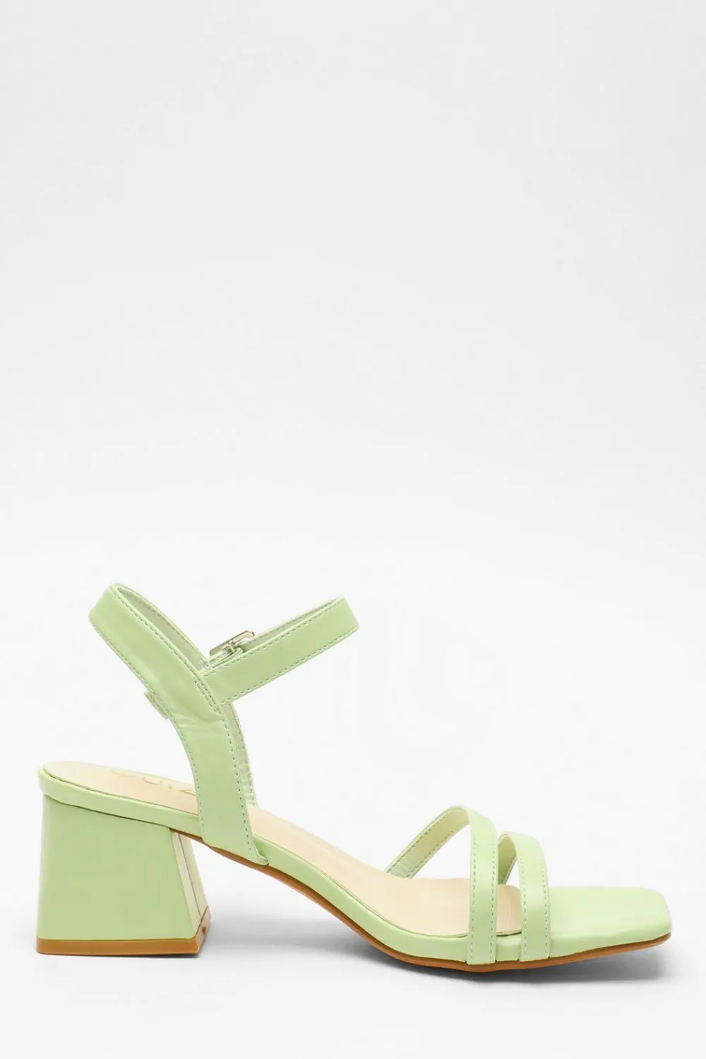 Quiz Shoe & Bag Sets|Occasion Shoes>Green Faux Leather Block Heel Sandal