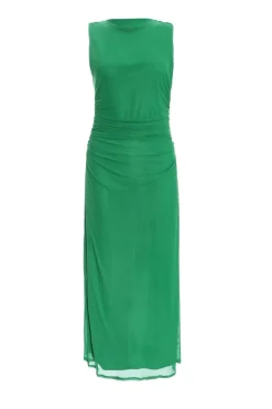 Quiz Evening Dresses|Maxi Dresses>Green Mesh Ruched Bodycon Midaxi Dress