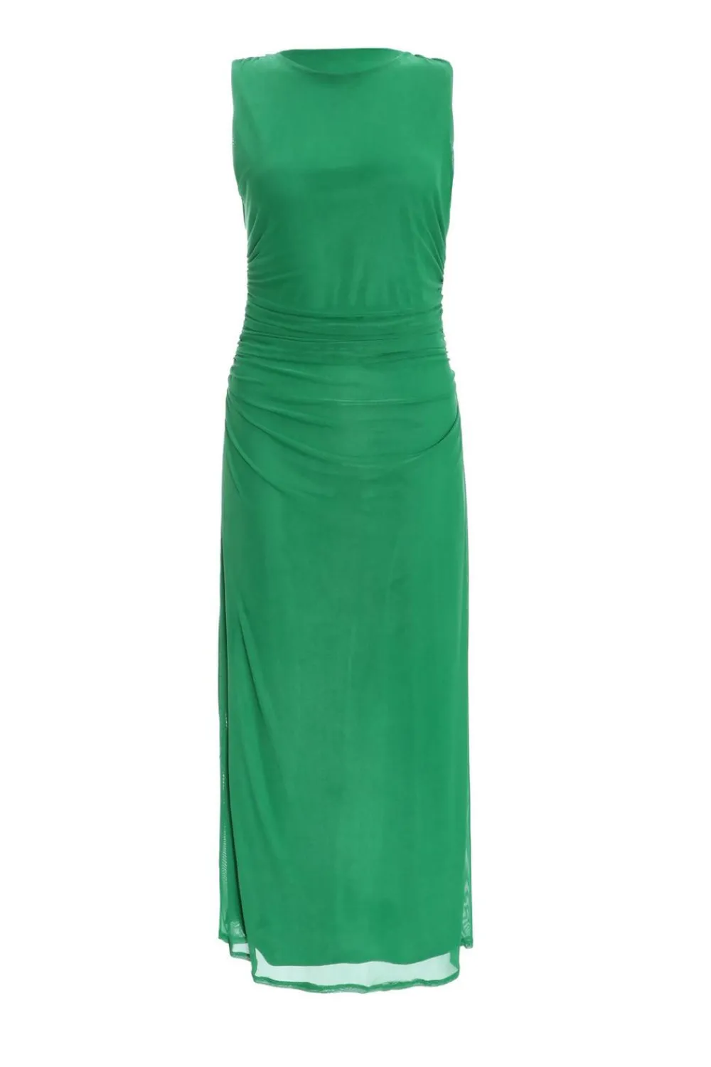 Quiz Evening Dresses|Maxi Dresses>Green Mesh Ruched Bodycon Midaxi Dress