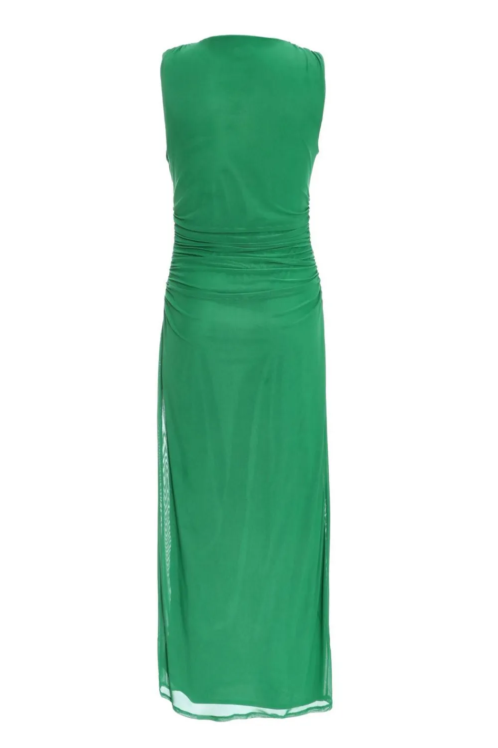 Quiz Evening Dresses|Maxi Dresses>Green Mesh Ruched Bodycon Midaxi Dress