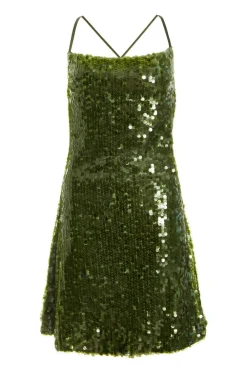 Quiz Mini Dresses|Green Dresses>Sequin Cowl Mini Dress