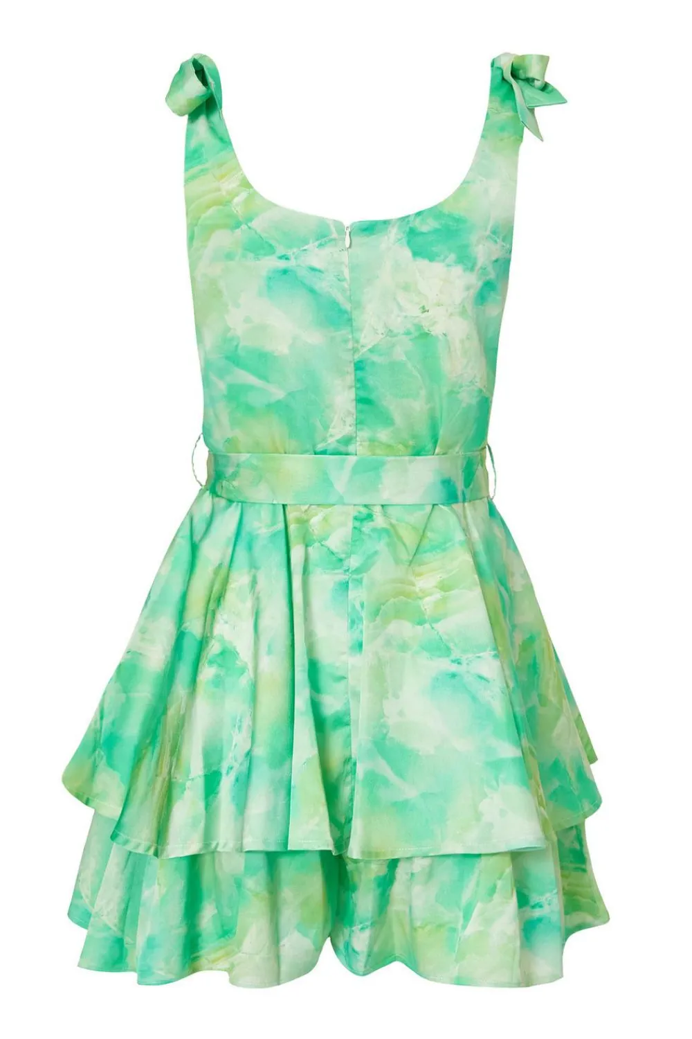 Quiz Playsuits|Day At The Races>Green Tie Dye Bow Strap Playsuit