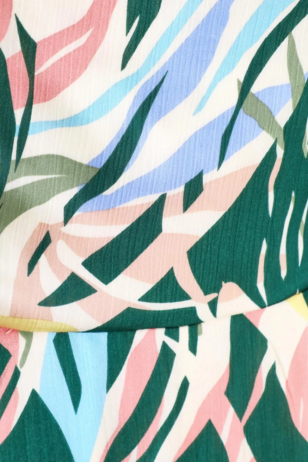 Quiz Playsuits|Summer Clothes>Green Tropical Print Satin Playsuit