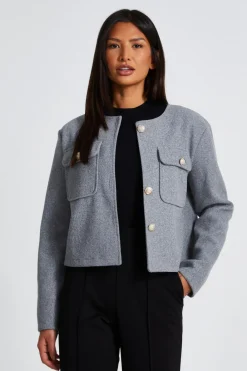 Quiz Workwear|Jackets & Coats>Grey Cropped Jacket