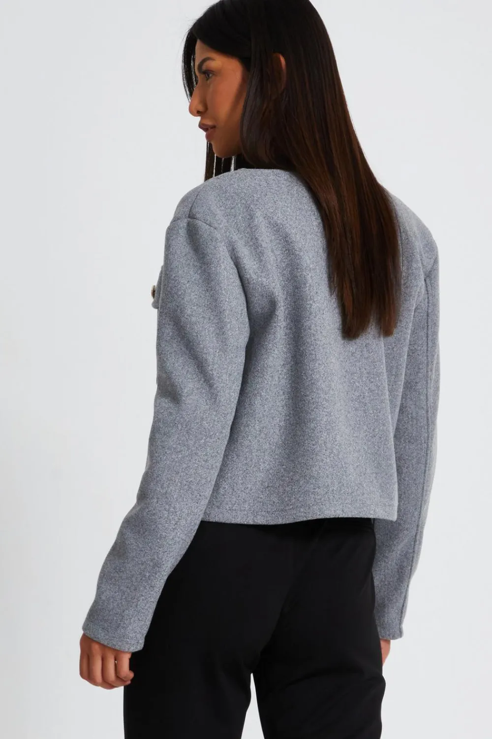 Quiz Workwear|Jackets & Coats>Grey Cropped Jacket