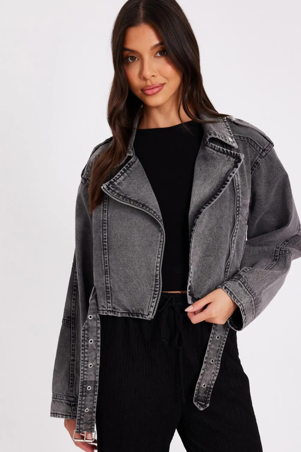 Quiz Jackets & Coats|Everyday Essentials>Denim Biker Jacket