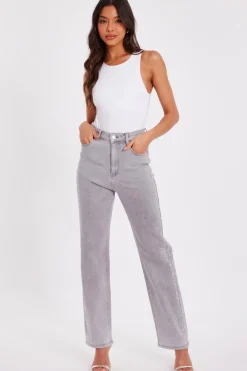 Quiz Trousers|Summer Clothes>Grey Denim Diamante Jeans