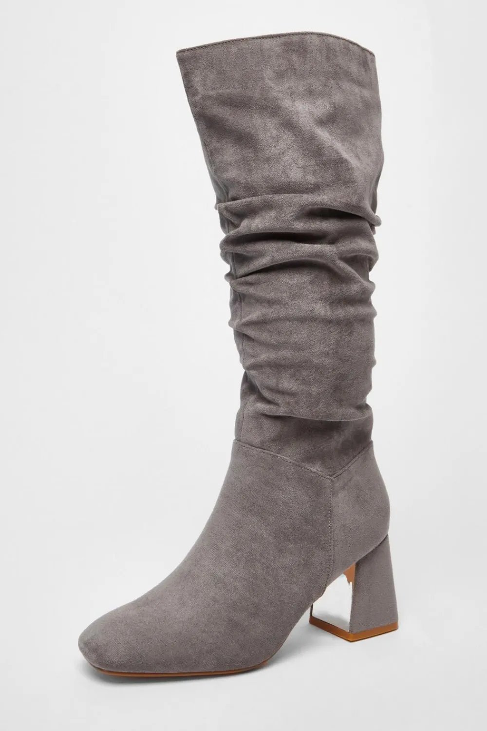 Quiz Occasion Shoes|Heels>Faux Suede Ruched Heeled Boots