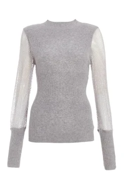 Quiz Knitwear|Jumpers>Knit Diamante Sleeve Jumper