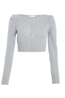 Quiz Knitwear>Grey Knitted Cardigan