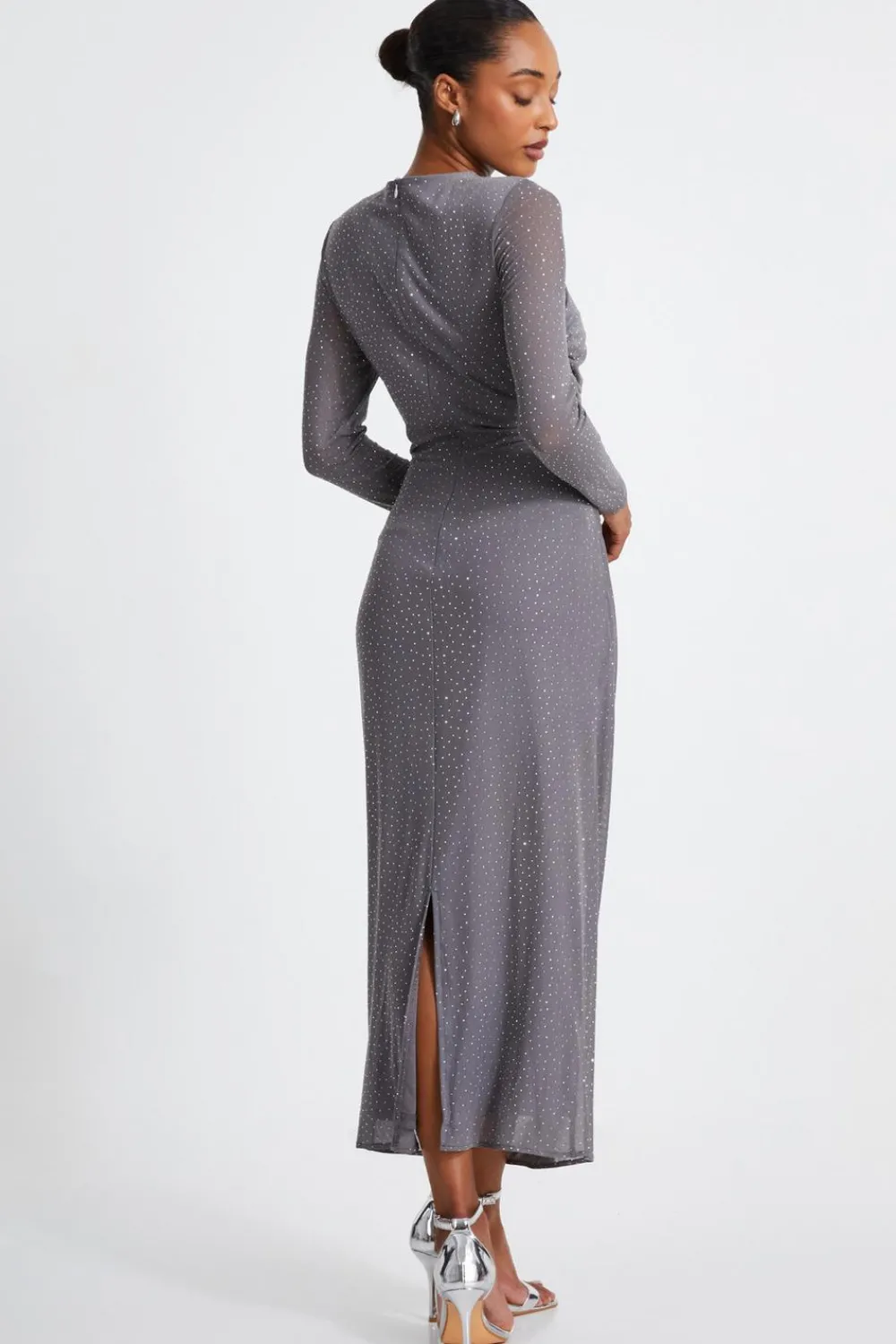 Quiz Prom & Ball|Evening Dresses>Mesh Diamante Maxi Dress