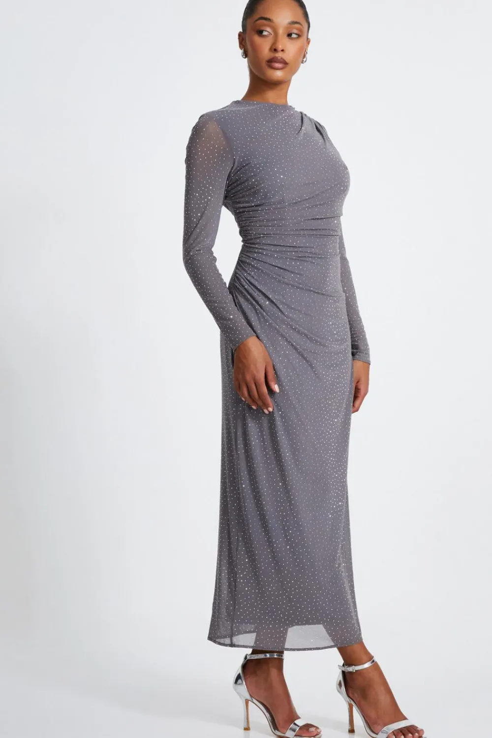 Quiz Prom & Ball|Evening Dresses>Mesh Diamante Maxi Dress