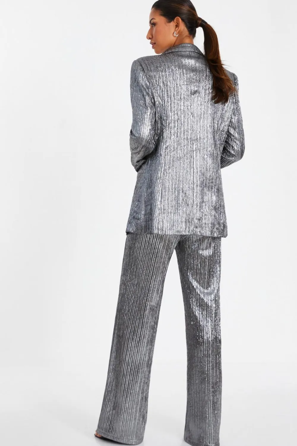 Quiz Jackets & Coats|Co-Ords>Grey Metallic Blazer