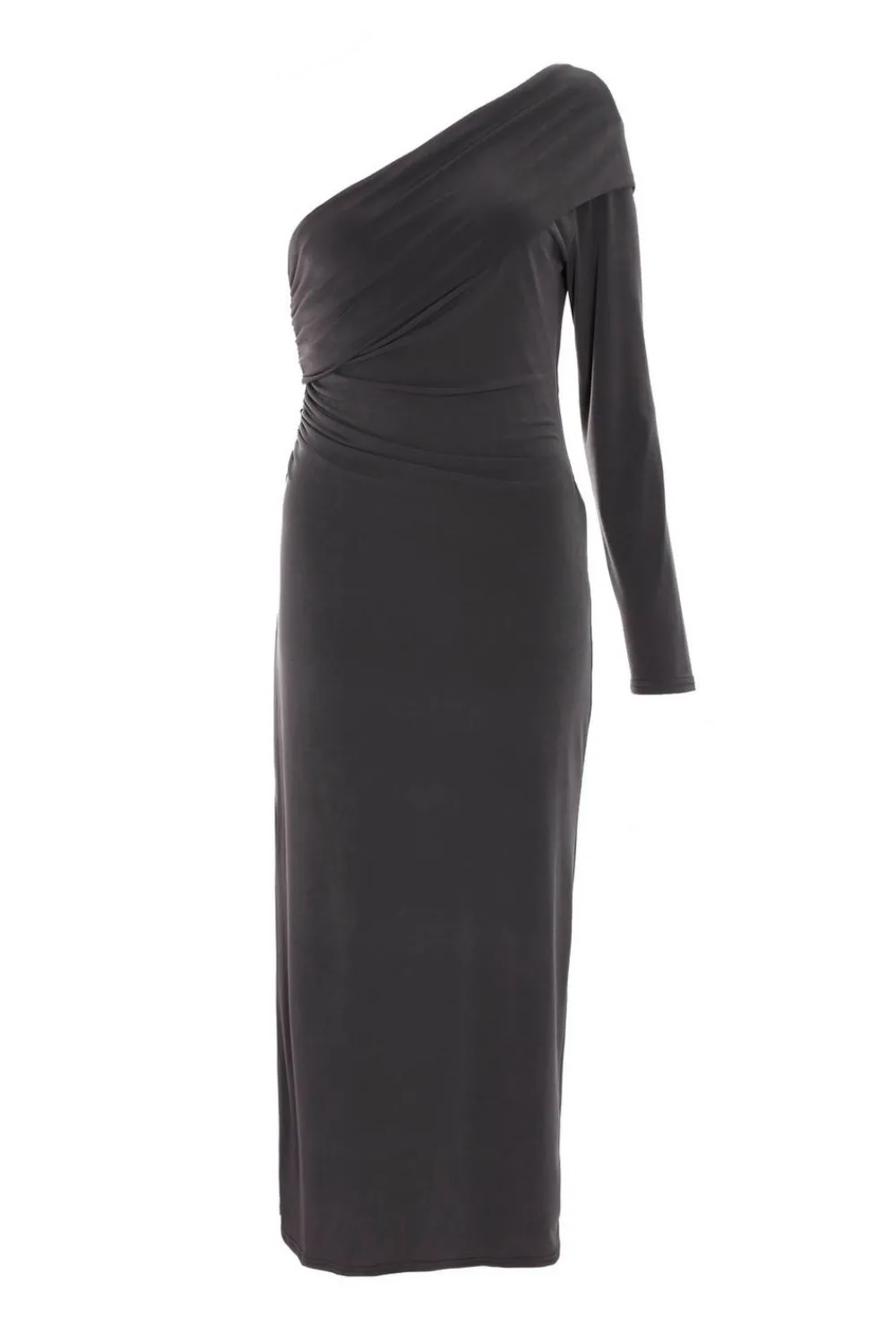Quiz Midi Dresses|Maxi Dresses>Grey One Sleeve Bodycon Midaxi Dress