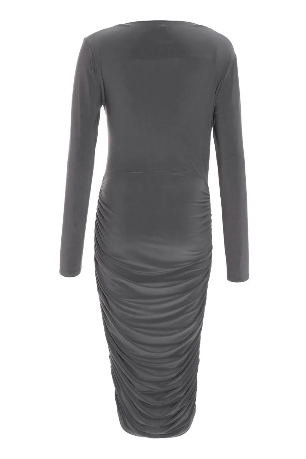 Quiz Midi Dresses|Going Out Dresses>Grey Ruched Bodycon Midi Dress