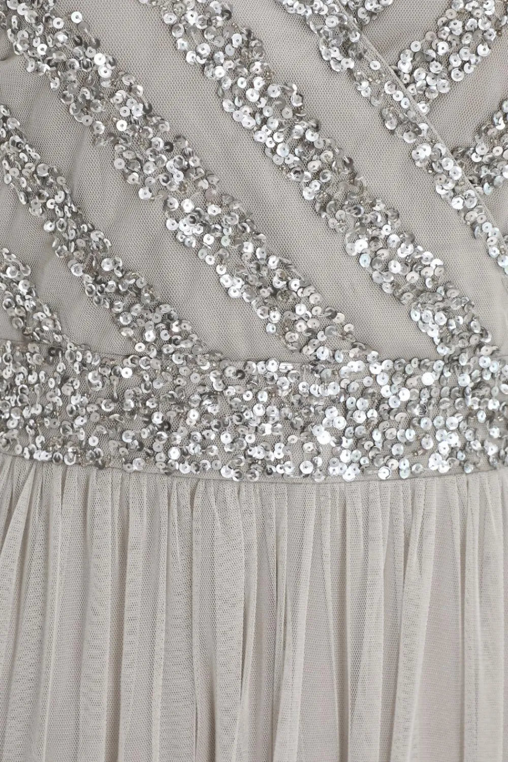 Quiz Evening Dresses|Wrap Dresses>Grey Sequin Wrap Tulle Midi Dress