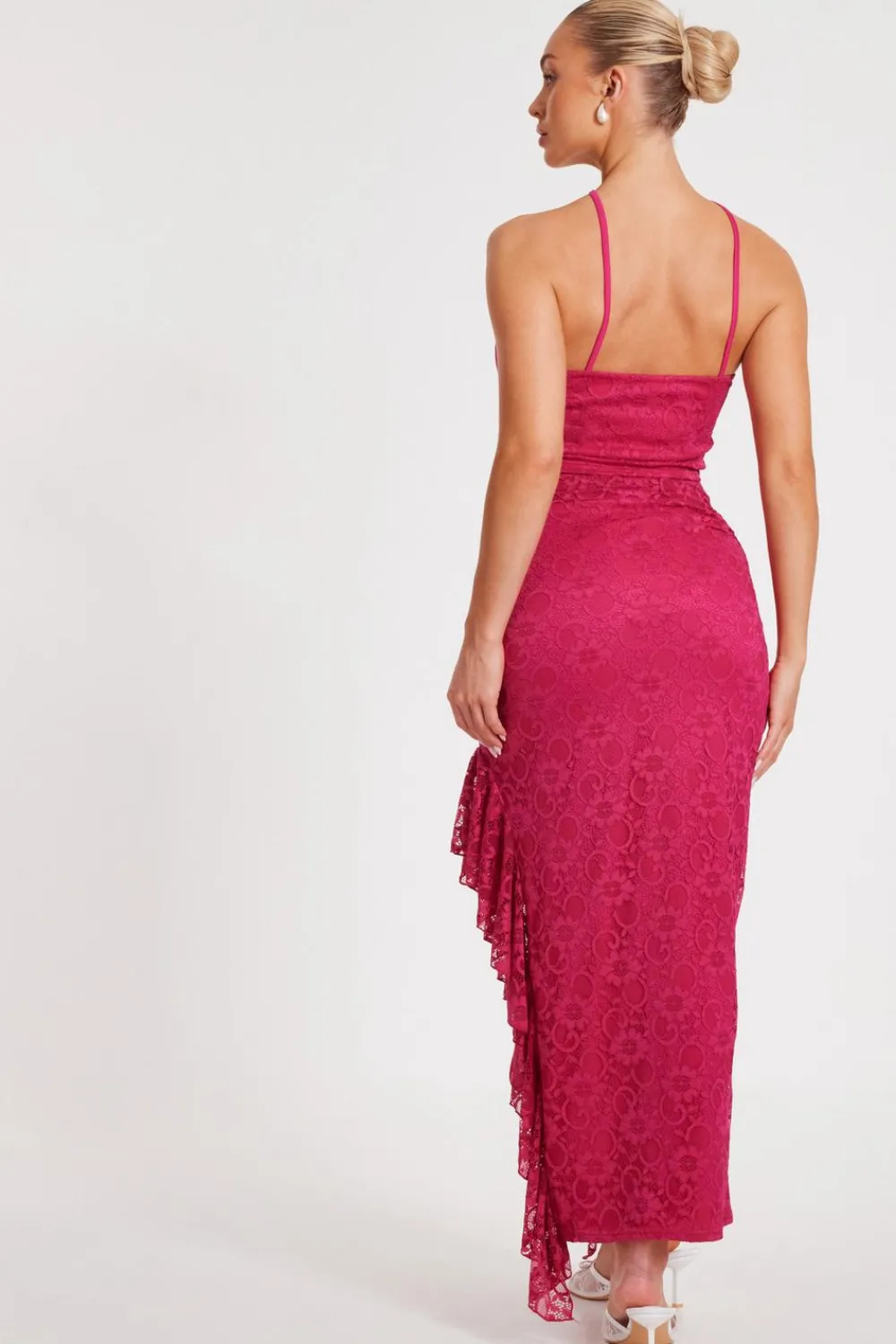 Quiz Summer Clothes|Skirts>Hot Pink Lace Midaxi Skirt
