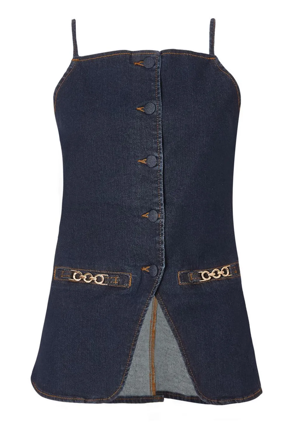 Quiz Waistcoat|Going Out Tops>Indigo Denim Buckle Waistcoat