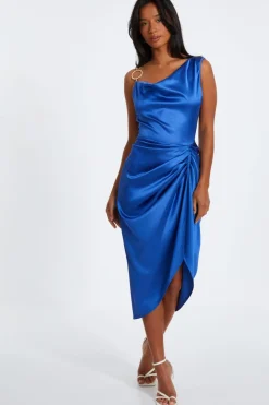Quiz Summer Clothes|Wedding Guest Dresses>Satin Ruched Midi Dress