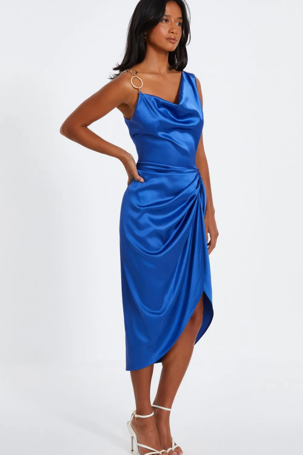 Quiz Summer Clothes|Wedding Guest Dresses>Satin Ruched Midi Dress