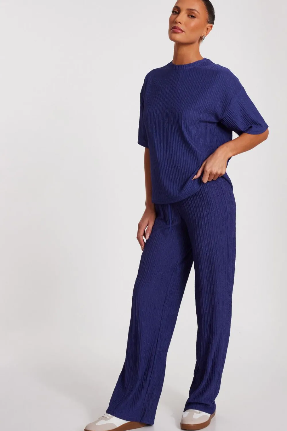 Quiz Trousers|Summer Clothes>Textured Palazzo Trousers