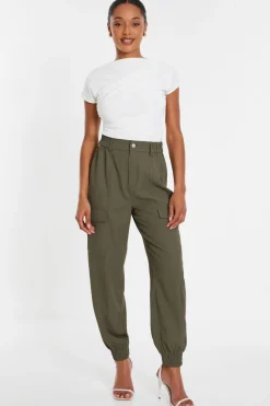 Quiz Trousers|Casual Clothing>Khaki Cargo Cuff Trousers