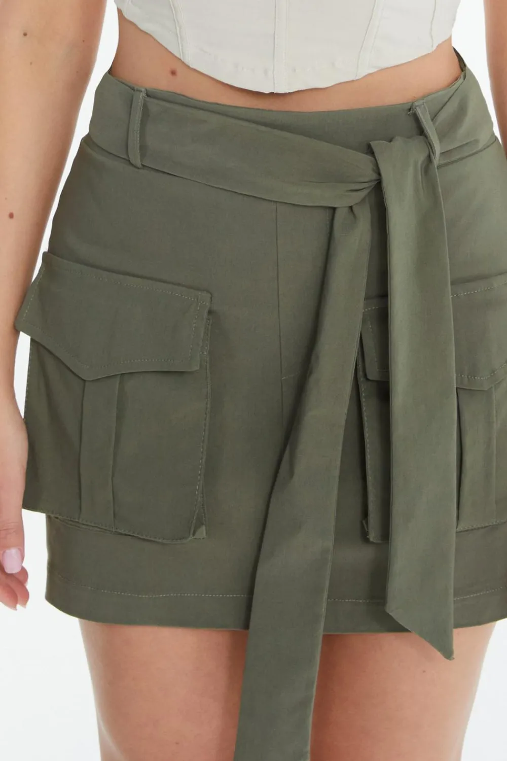 Quiz Skirts|Holiday>Khaki Cargo Mini Skirt