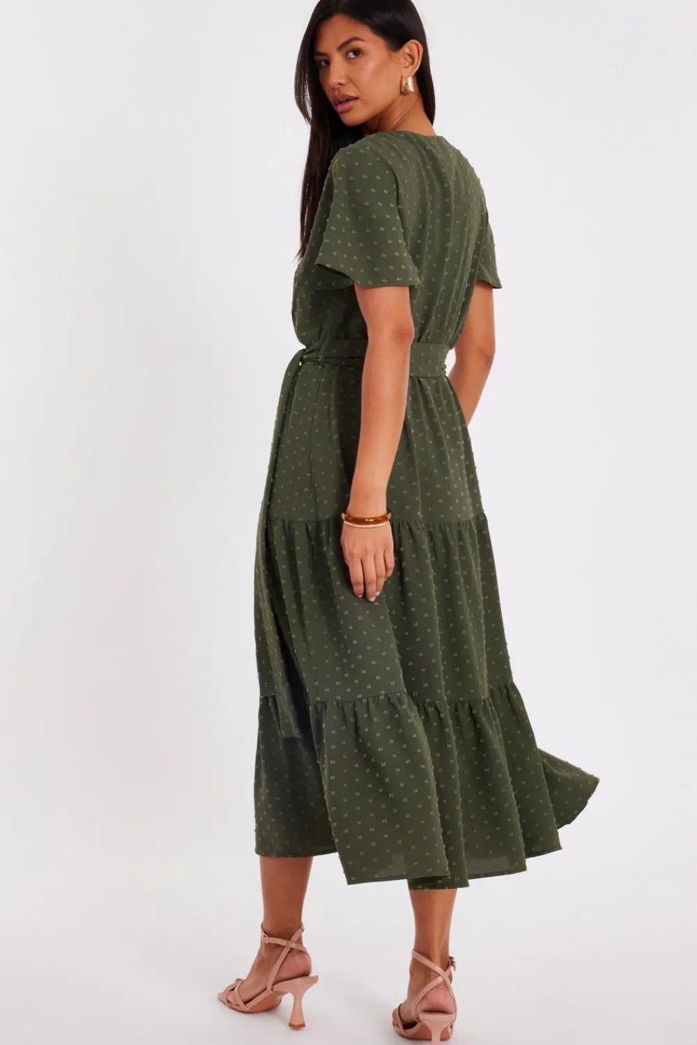 Quiz Summer Clothes|Modest>Dobby Tie Waist Midi Dress