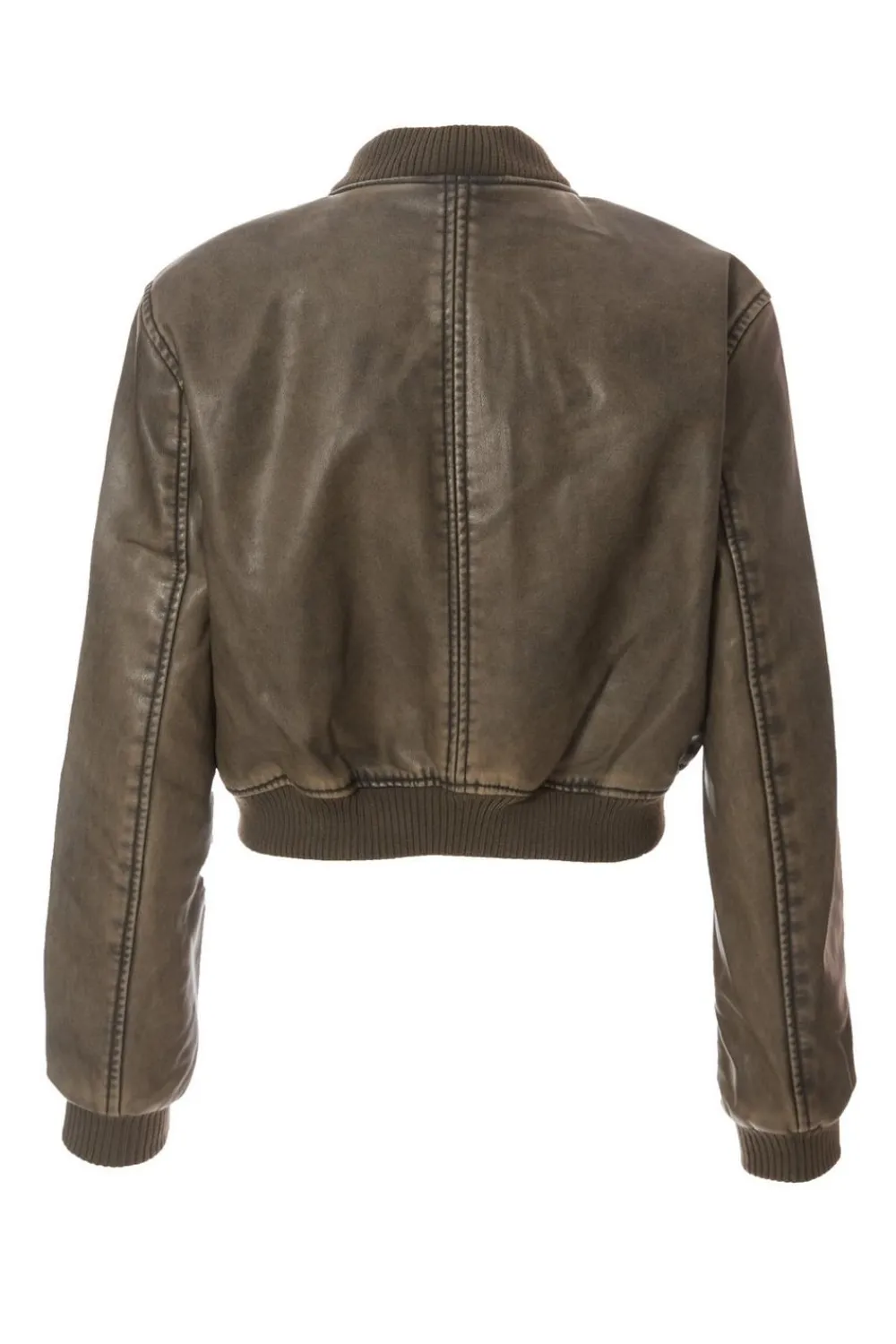 Quiz Modest|Jackets & Coats>Khaki Faux Leather Bomber Jacket