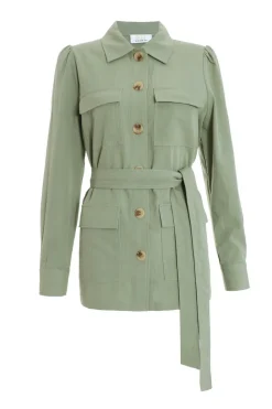 Quiz Jackets & Coats|Co-Ords>Khaki Linen Utility Jacket