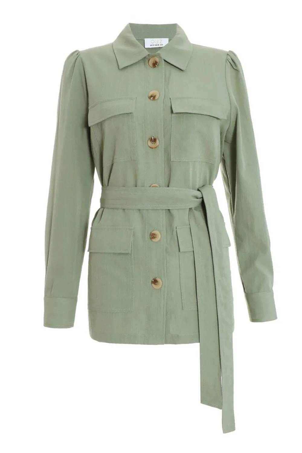 Quiz Jackets & Coats|Co-Ords>Khaki Linen Utility Jacket