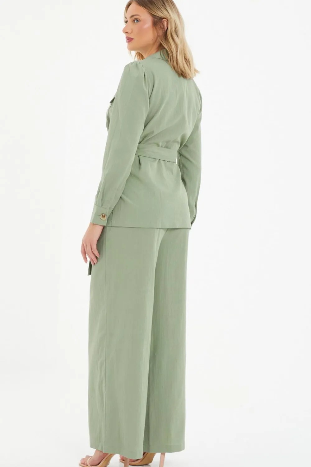 Quiz Jackets & Coats|Co-Ords>Khaki Linen Utility Jacket