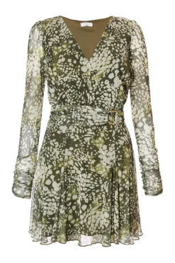 Quiz Summer Clothes|Going Out>Khaki Mesh Animal Print Mini Dress