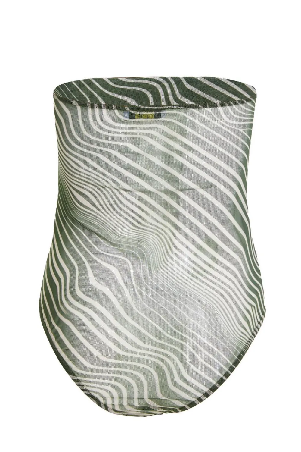 Quiz Bodysuits|Tops>Khaki Mesh Wave Strapless Bodysuit