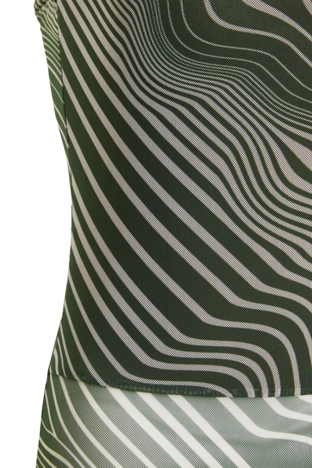 Quiz Bodysuits|Tops>Khaki Mesh Wave Strapless Bodysuit