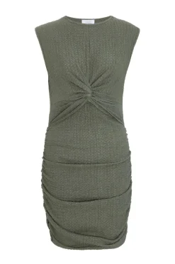 Quiz Summer Dresses|Mini Dresses>Khaki Popcorn Knot Front Bodycon Mini Dress