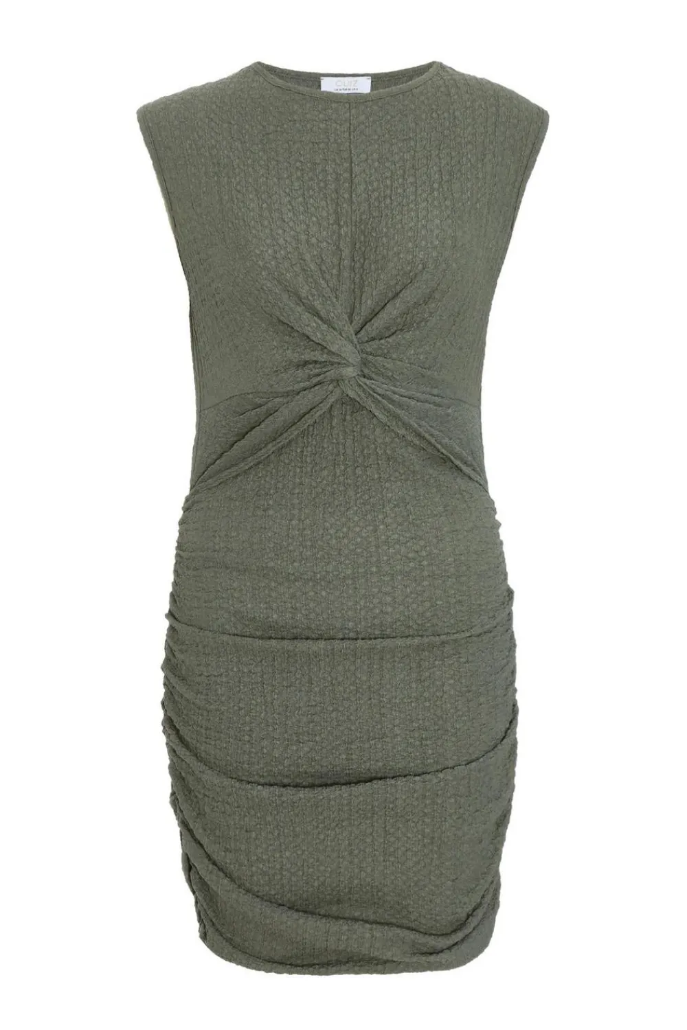 Quiz Summer Dresses|Mini Dresses>Khaki Popcorn Knot Front Bodycon Mini Dress