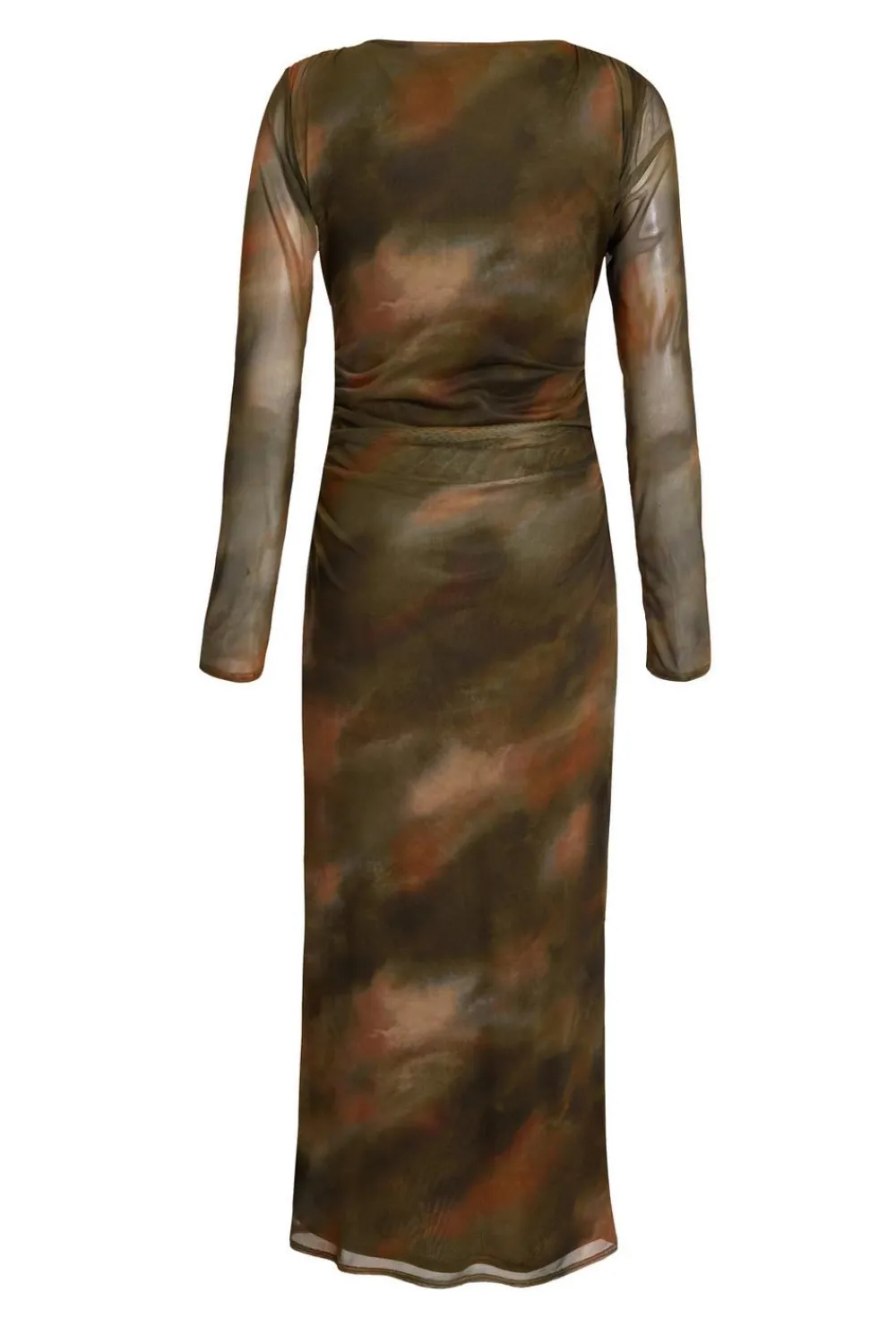 Quiz Going Out|Dresses>Khaki Printed Long Sleeve Midaxi Dress