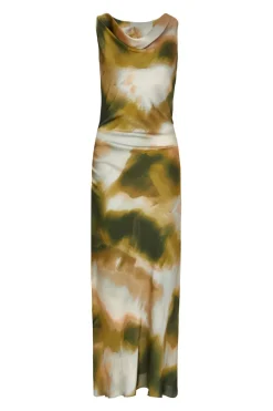 Quiz Day At The Races|Christening Guest>Khaki Printed Satin Midaxi Dress