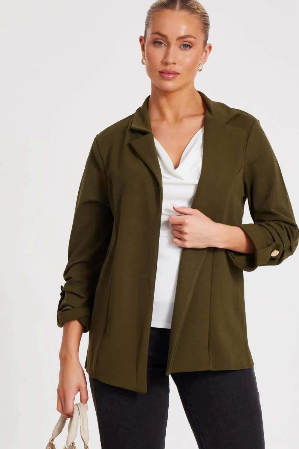 Quiz Workwear|Summer Clothes>Ruched Sleeve Blazer