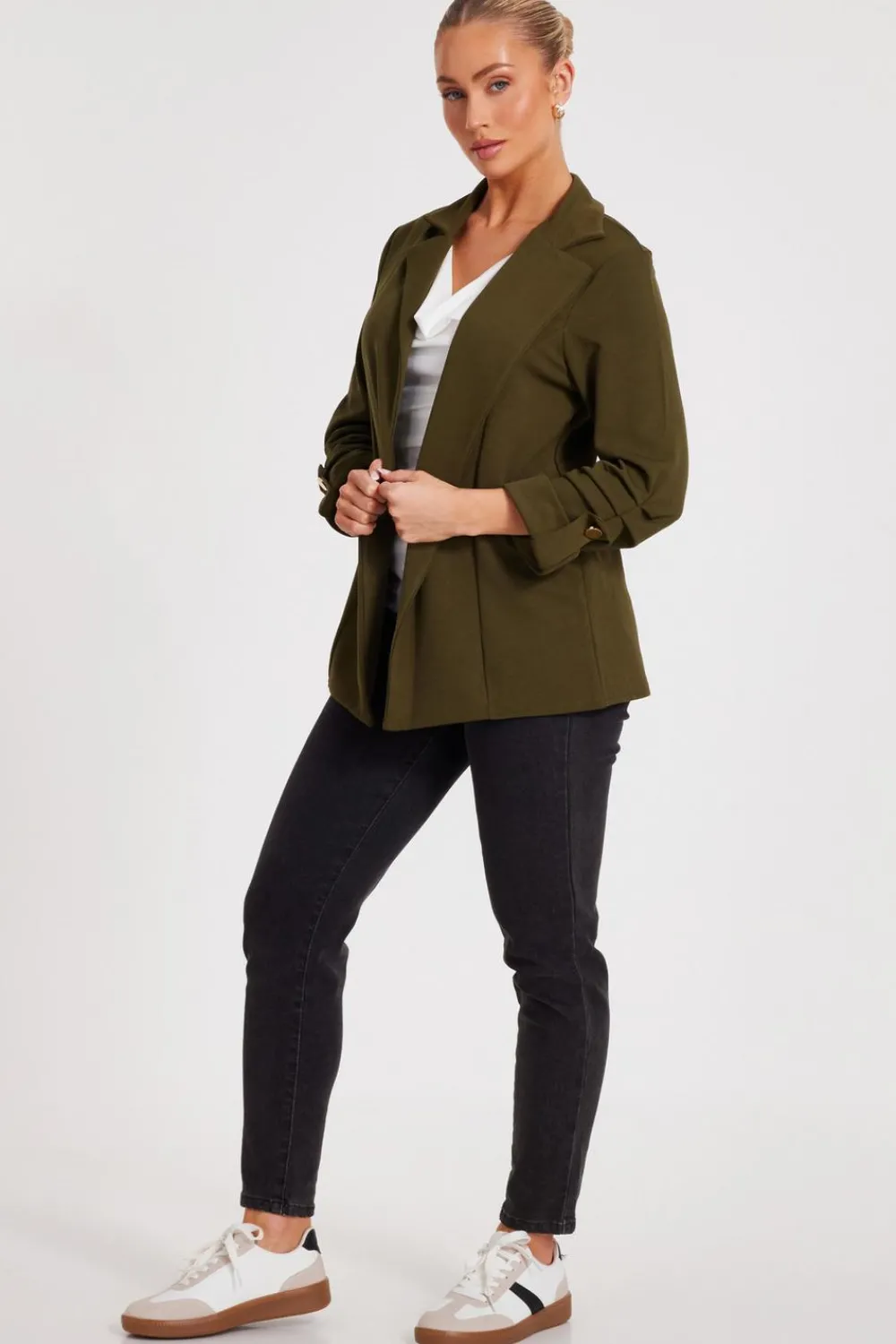 Quiz Workwear|Summer Clothes>Ruched Sleeve Blazer