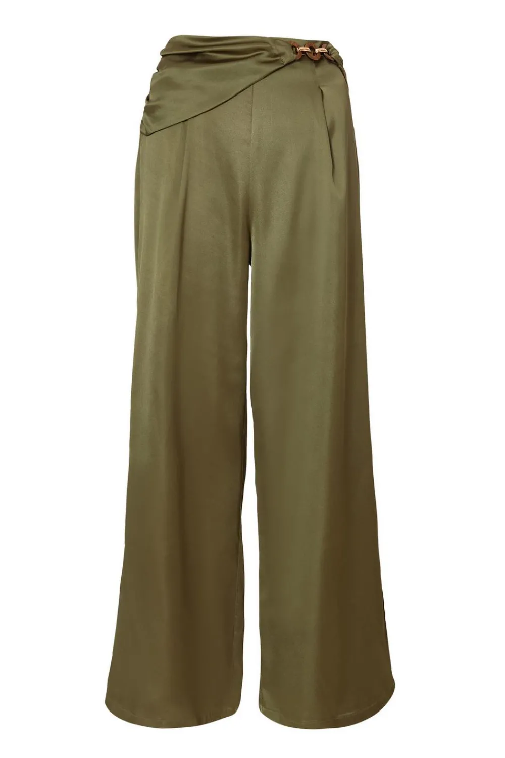 Quiz Trousers|Summer Clothes>Khaki Satin Palazzo Trousers