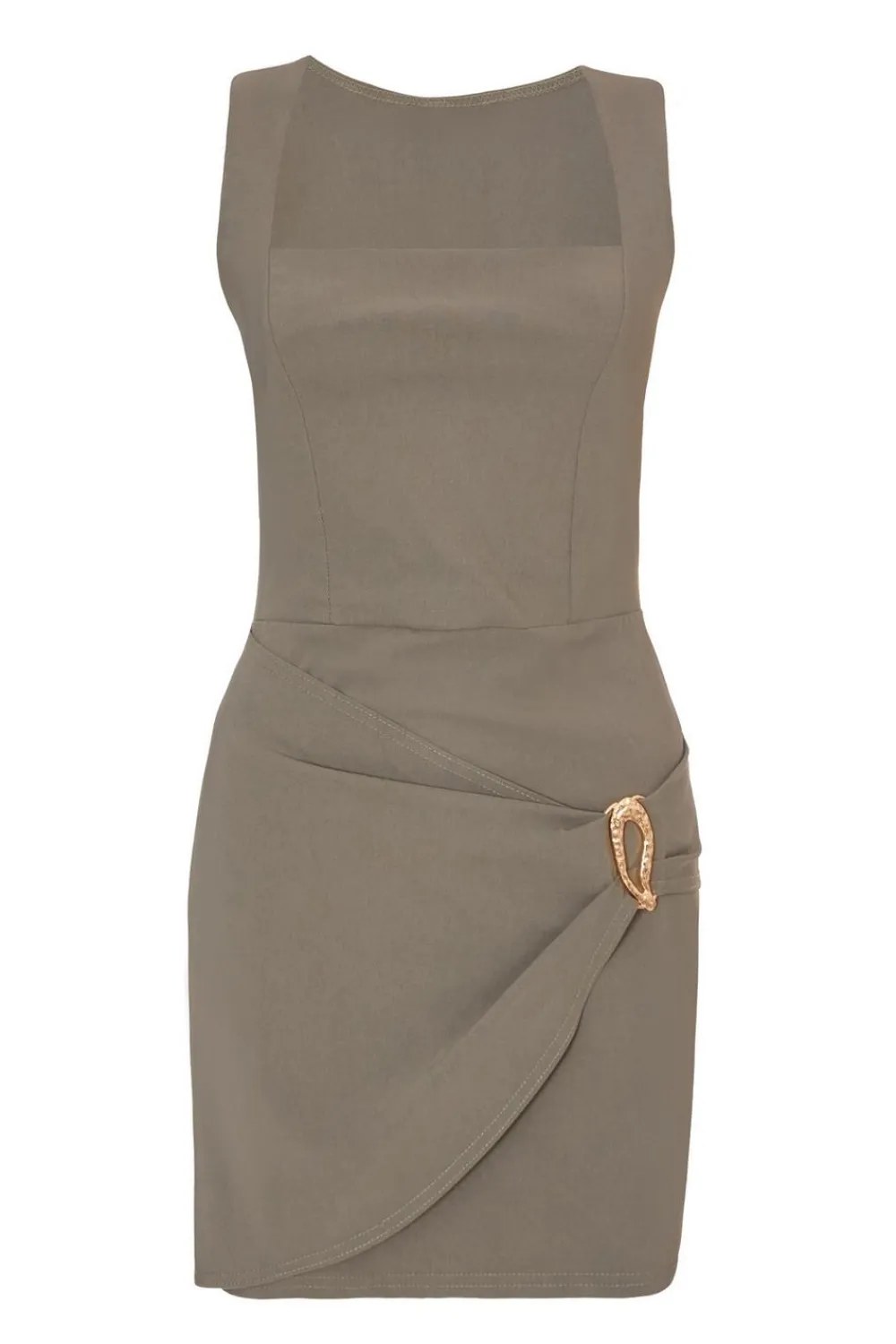 Quiz Going Out|Dresses>Khaki Square Neck Mini Dress