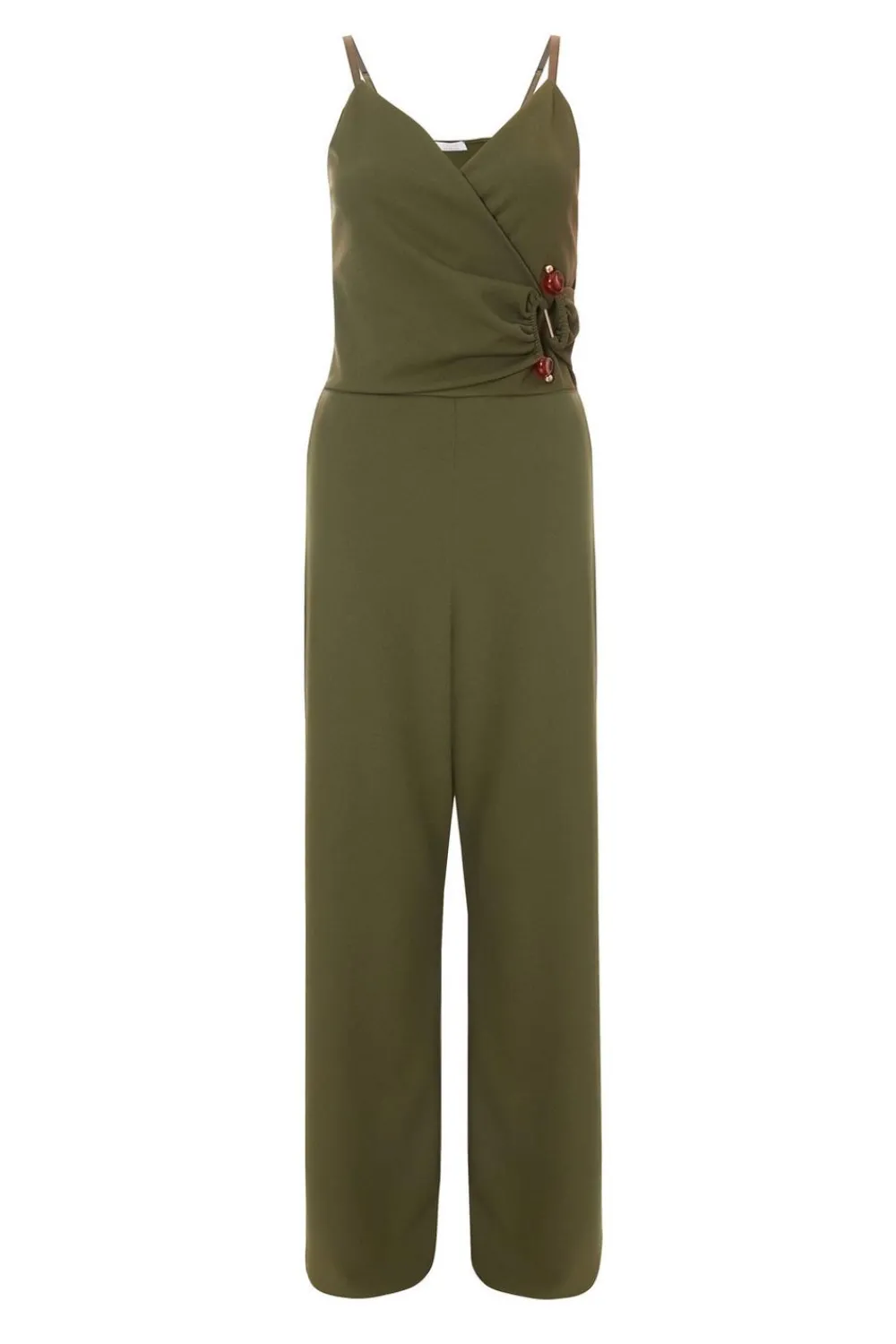 Quiz Summer Jumpsuits|Going Out Jumpsuits>Khaki Strappy Buckle Detail Jumpsuit