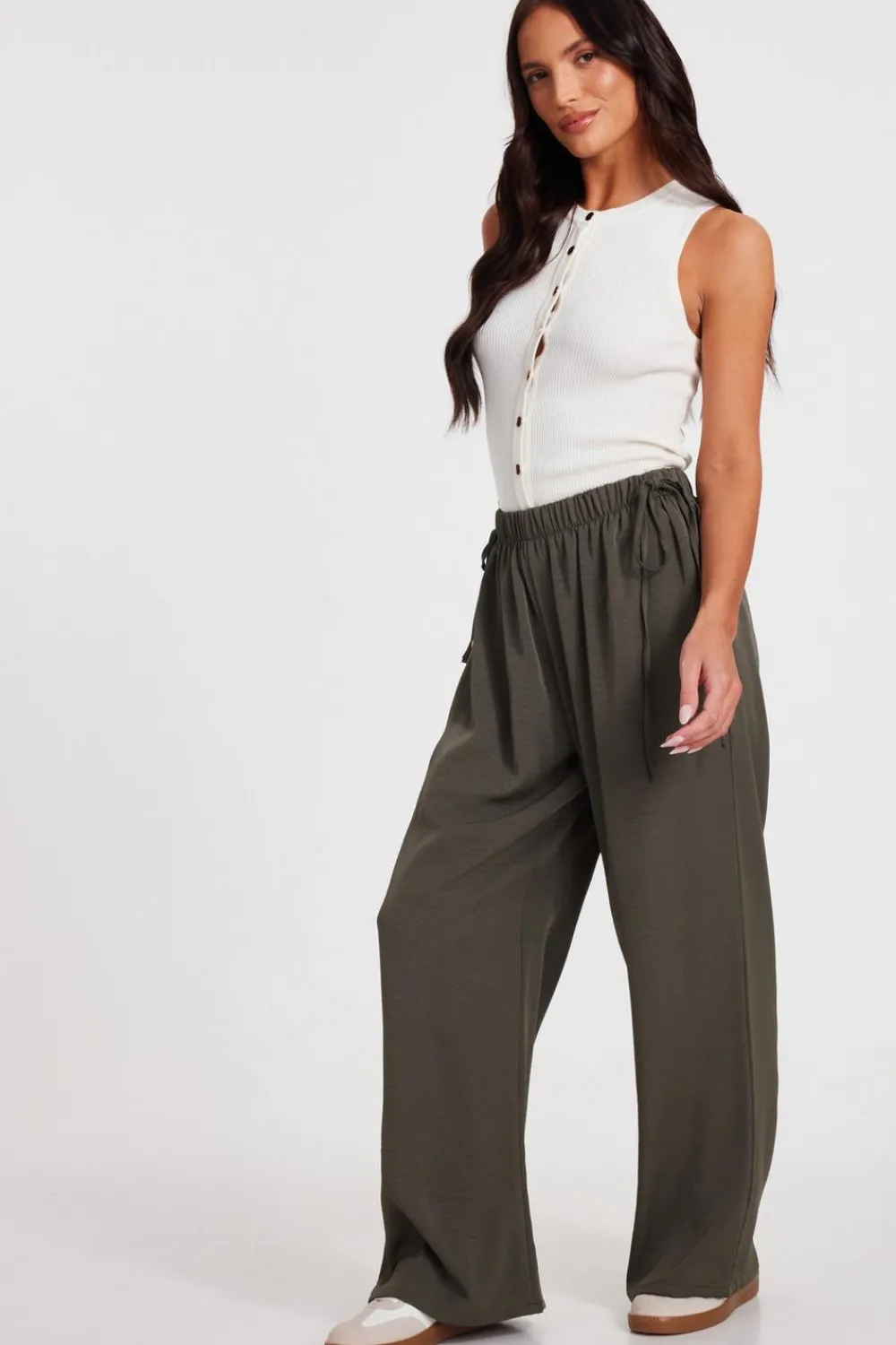Quiz Workwear|Trousers>Tie Waist Palazzo Trousers