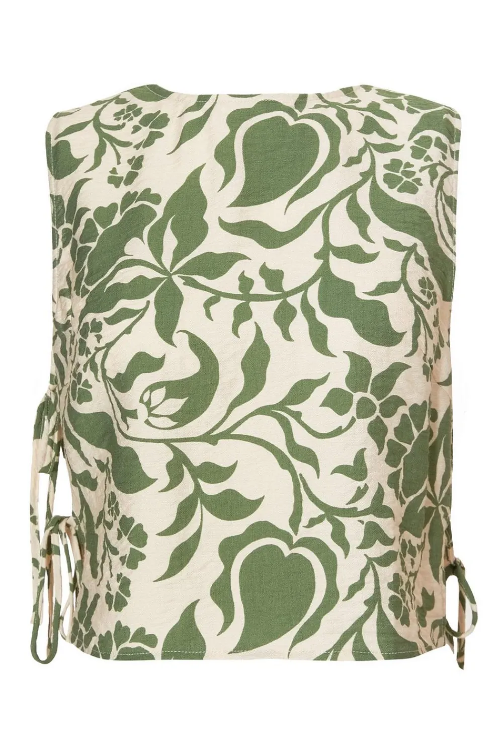Quiz Summer Tops|Day Tops>Khaki Tropical Print Crop Top