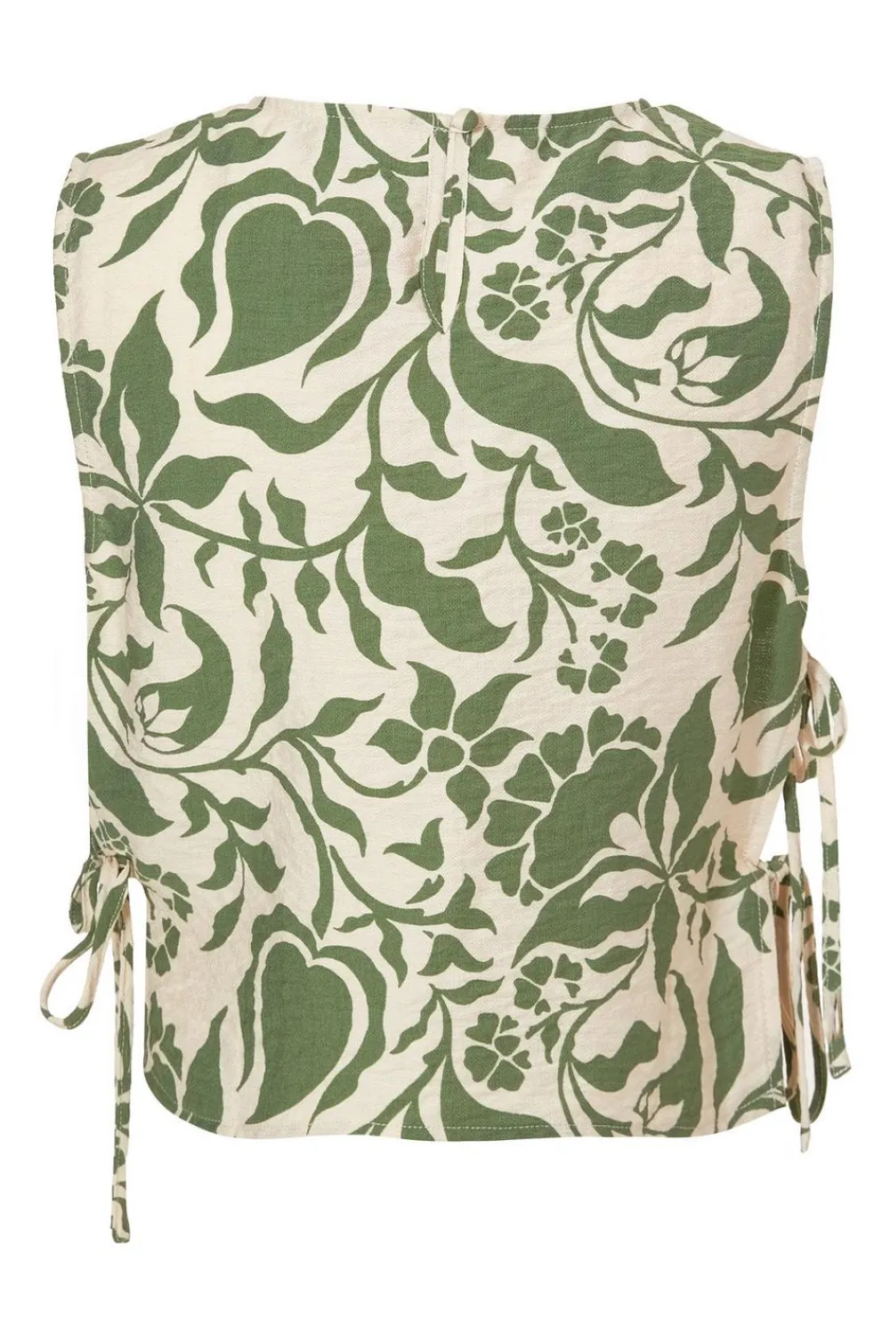 Quiz Summer Tops|Day Tops>Khaki Tropical Print Crop Top