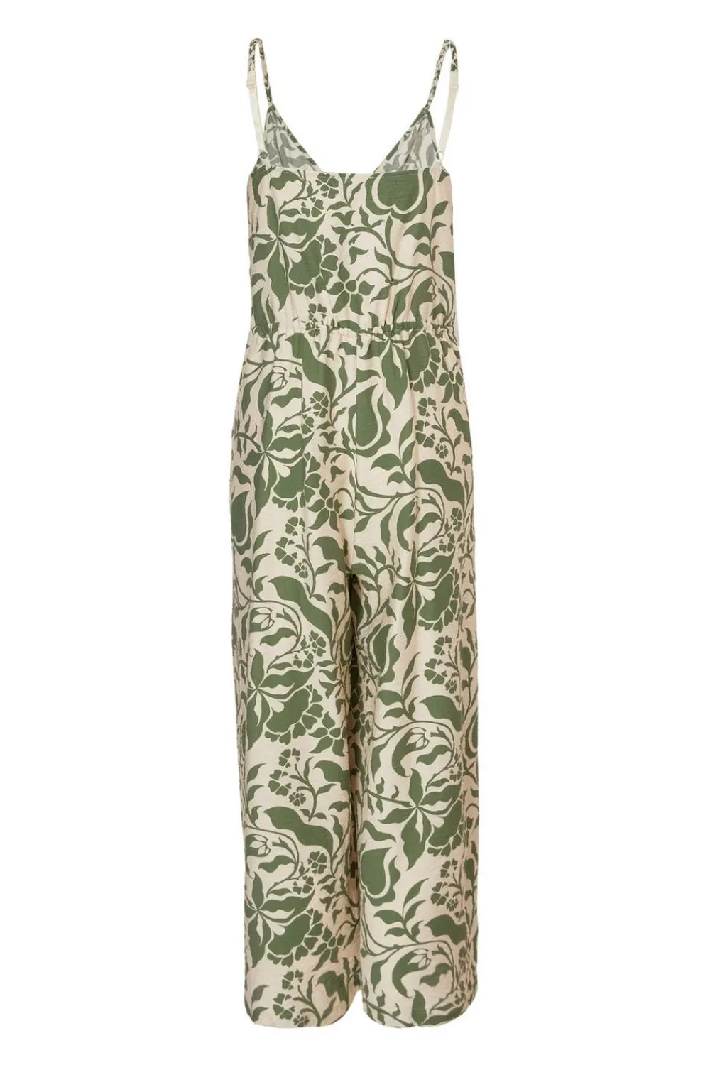 Quiz Summer Jumpsuits|Summer Clothes>Khaki Tropical Print Jumpsuit
