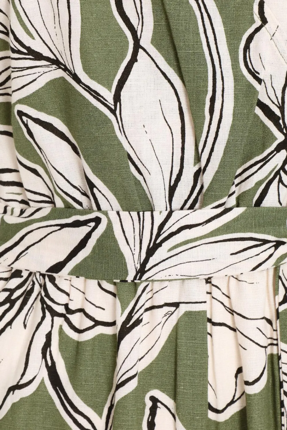 Quiz Summer Jumpsuits|Summer Clothes>Khaki Tropical Print Wrap Jumpsuit