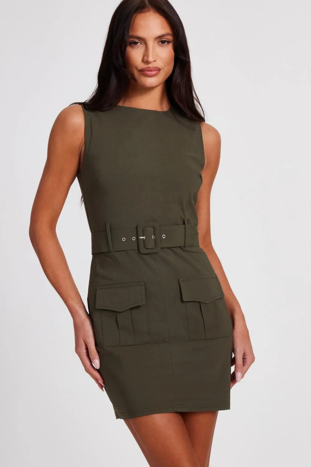 Quiz Summer Clothes|Dresses>Khaki Utility Mini Dress